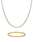 3mm 18K gold ice sparkler tennis chain necklace and bracelet set by Iceman Society