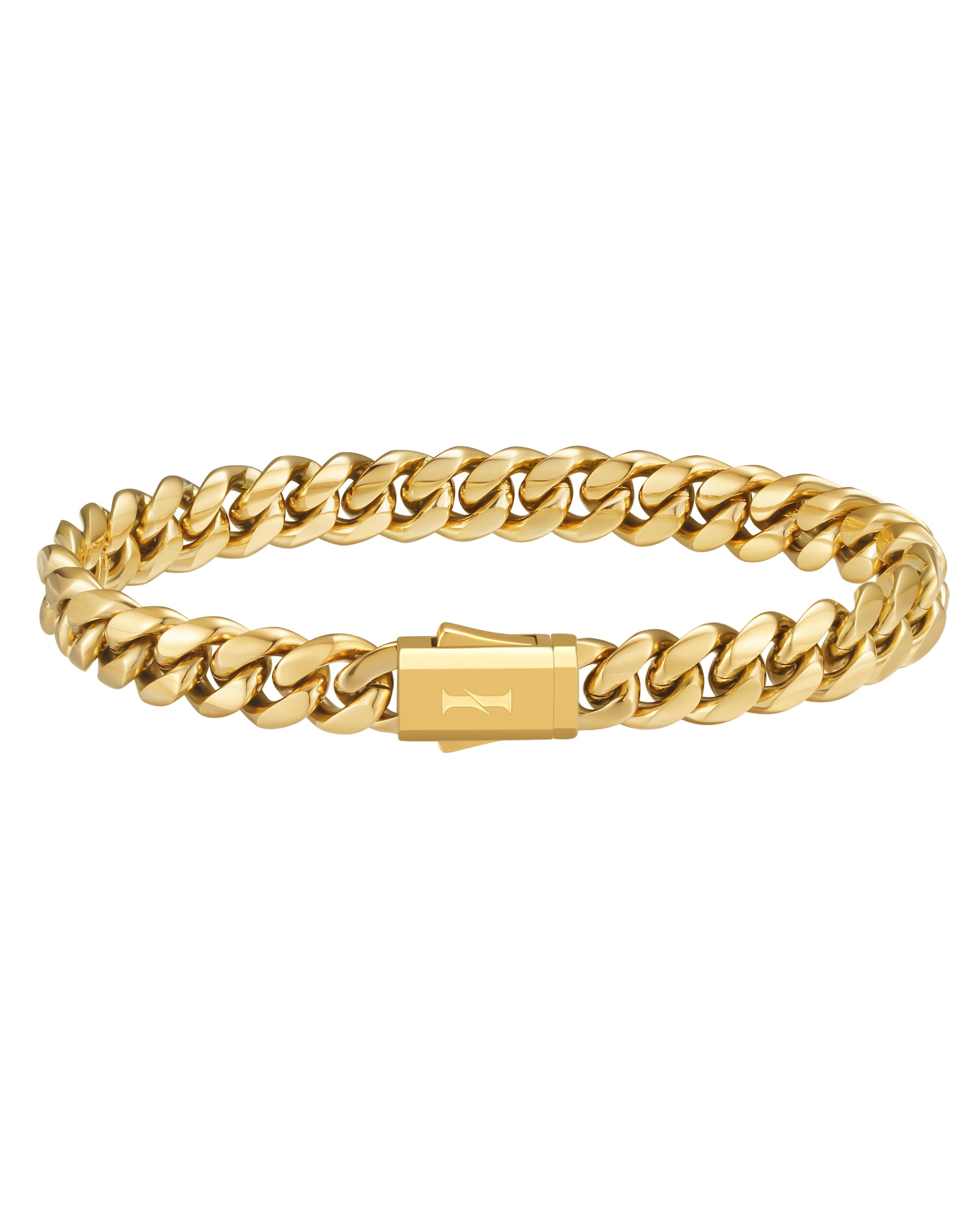 8mm 18k gold plain cuban bracelet by Iceman Society